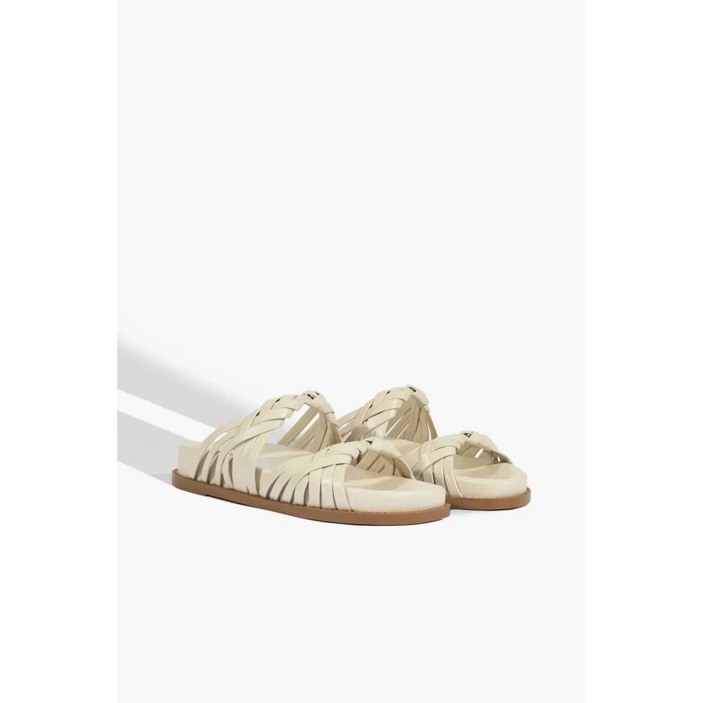 NEW SCHUTZ women's tara sporty leather sandal in sugar white